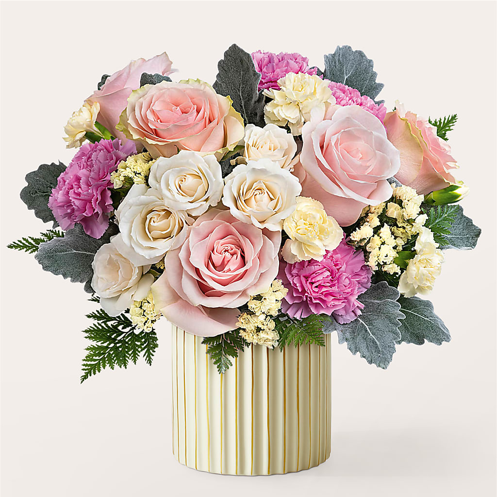 Blissful Moments Bouquet with Ivory Vase – KAREN'S AND TINA'S FLOWERS, Newmarket ON