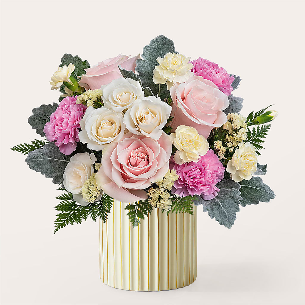 Blissful Moments Bouquet with Ivory Vase – KAREN'S AND TINA'S FLOWERS, Newmarket ON