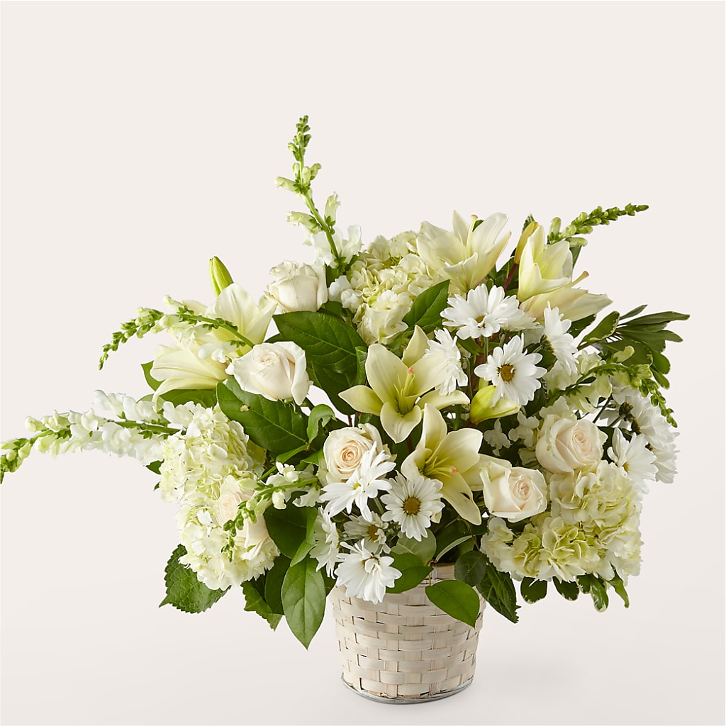 Ivory Elegance Floral Basket – KAREN'S AND TINA'S FLOWERS, Newmarket ON