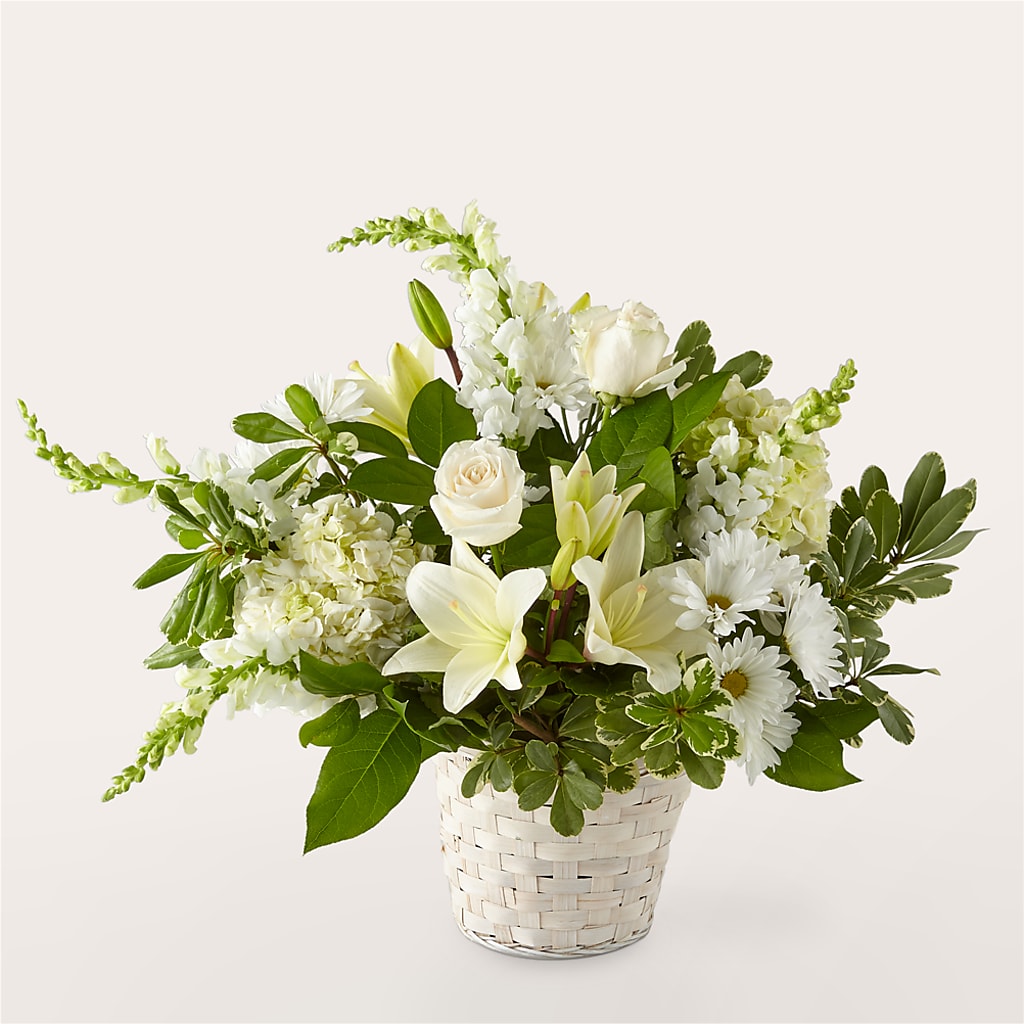 Ivory Elegance Floral Basket – KAREN'S AND TINA'S FLOWERS, Newmarket ON