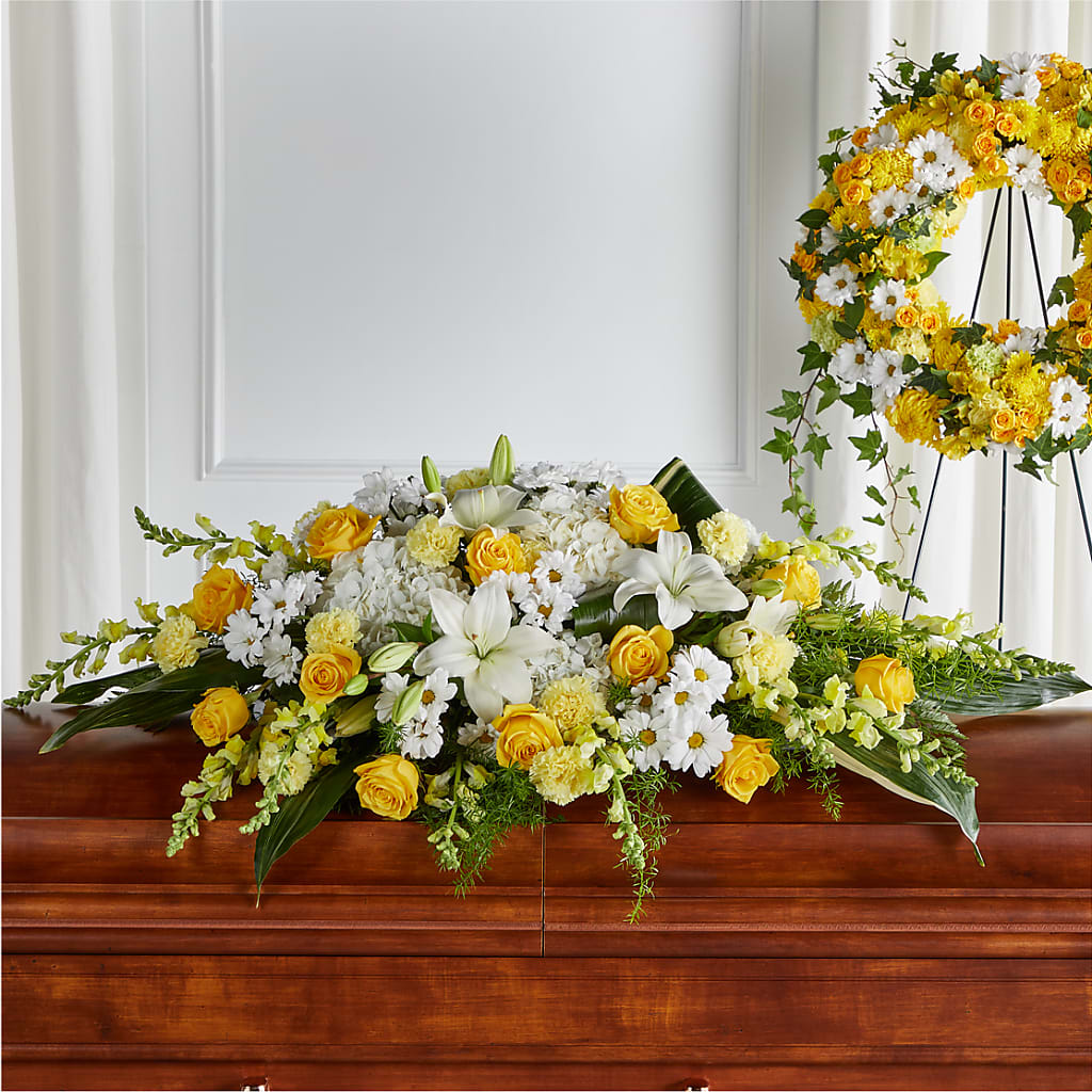 Golden Harmony Casket Spray – KAREN'S AND TINA'S FLOWERS, Newmarket ON