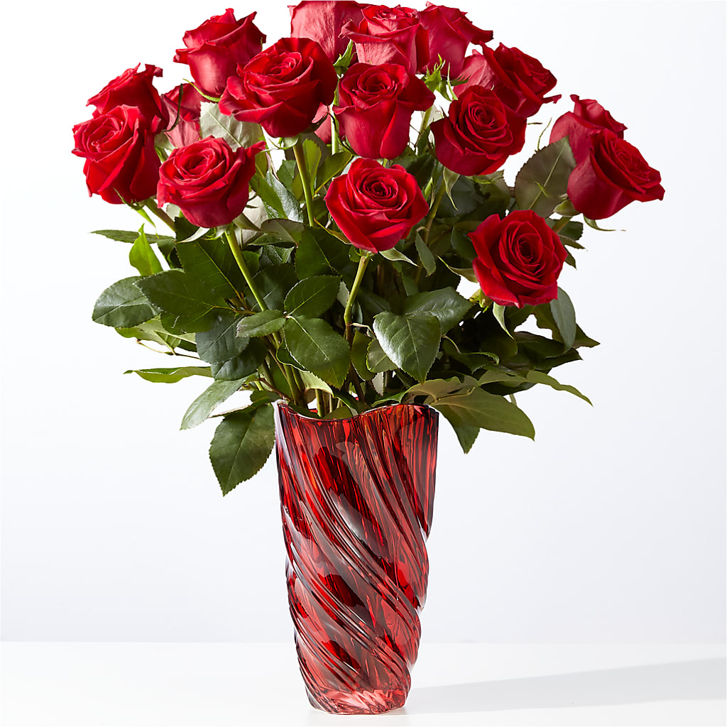 Classic Love Red Rose Bouquet with Luxe Swirl Vase – KAREN'S AND TINA'S FLOWERS, Newmarket ON