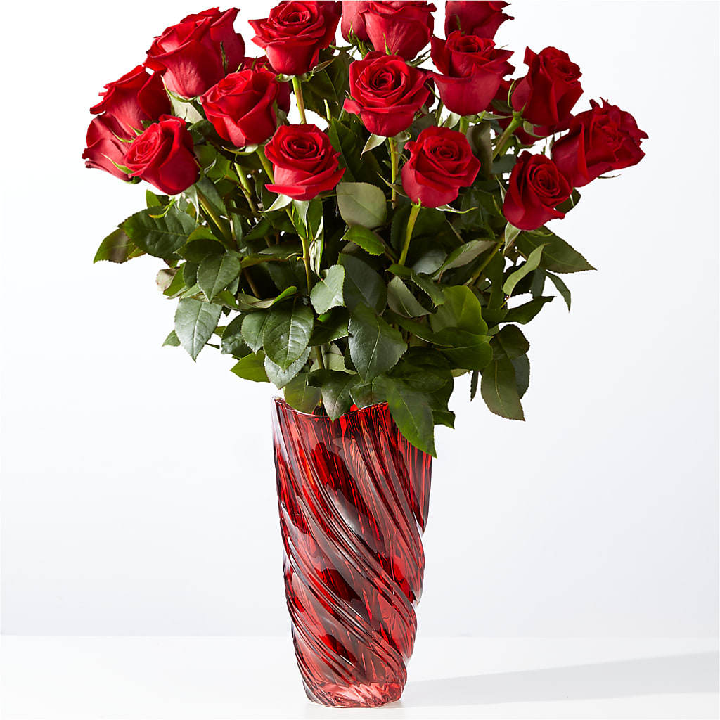 Classic Love Red Rose Bouquet with Luxe Swirl Vase – KAREN'S AND TINA'S FLOWERS, Newmarket ON
