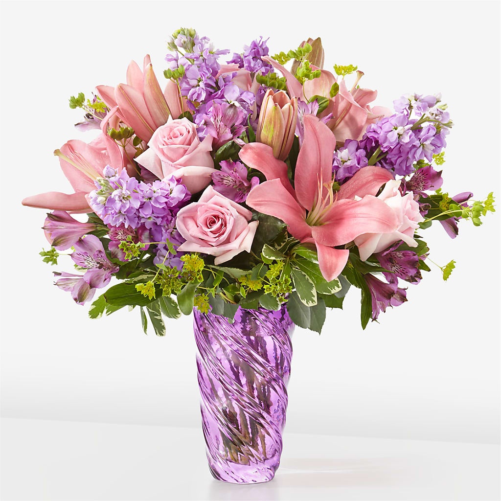 Precious Petals Bouquet with Luxe Swirl Vase – KAREN'S AND TINA'S FLOWERS, Newmarket ON