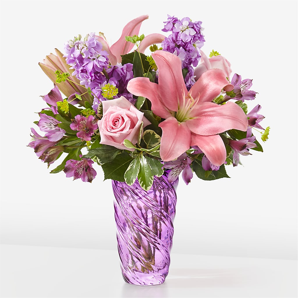 Precious Petals Bouquet with Luxe Swirl Vase – KAREN'S AND TINA'S FLOWERS, Newmarket ON