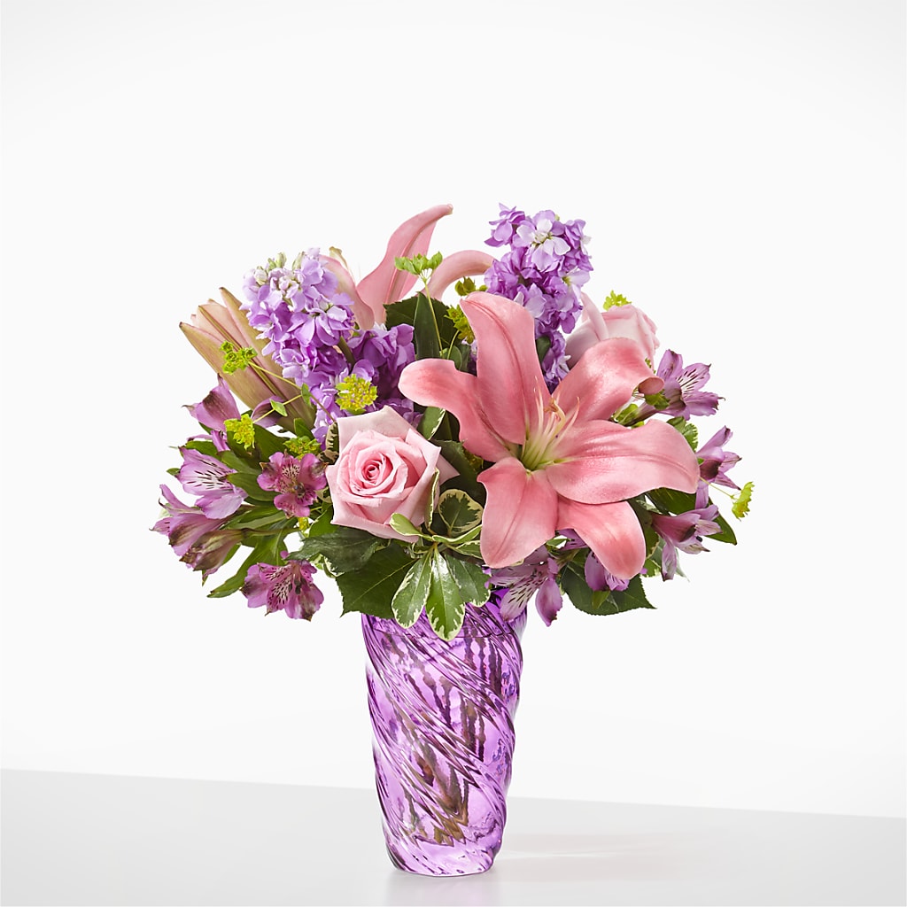 Precious Petals Bouquet with Luxe Swirl Vase – KAREN'S AND TINA'S FLOWERS, Newmarket ON