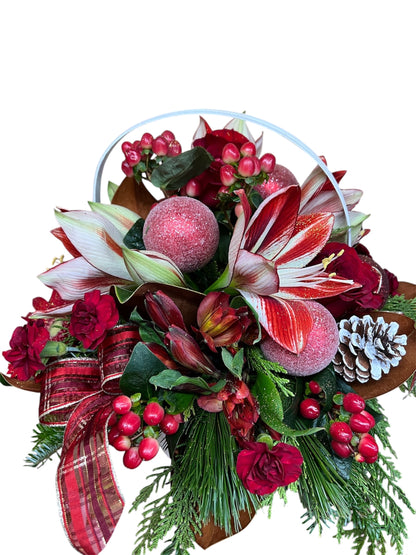 Jolly Holiday Blooms Basket