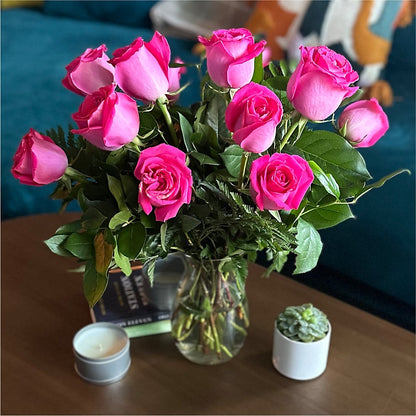 Long Stem Pink Rose Bouquet – KAREN'S AND TINA'S FLOWERS, Newmarket ON