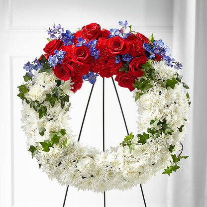 Patriotic Passion Wreath – KAREN'S AND TINA'S FLOWERS, Newmarket ON