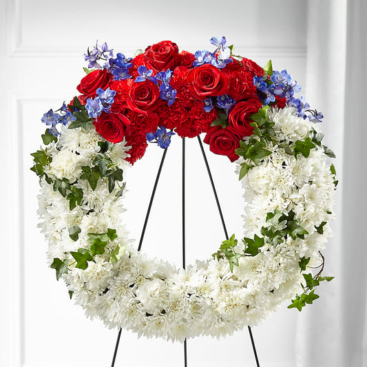 Patriotic Passion Wreath – KAREN'S AND TINA'S FLOWERS, Newmarket ON