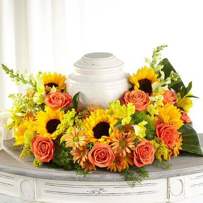 Faithful Sunflower Cremation Adornment – KAREN'S AND TINA'S FLOWERS, Newmarket ON