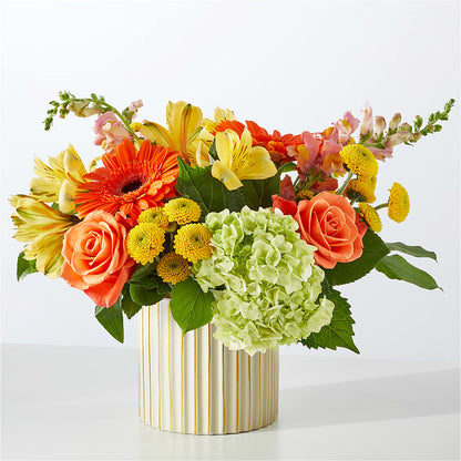 Autumn Sunshine Bouquet with Ivory Vase – KAREN'S AND TINA'S FLOWERS, Newmarket ON