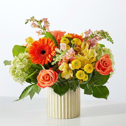 Autumn Sunshine Bouquet with Ivory Vase – KAREN'S AND TINA'S FLOWERS, Newmarket ON