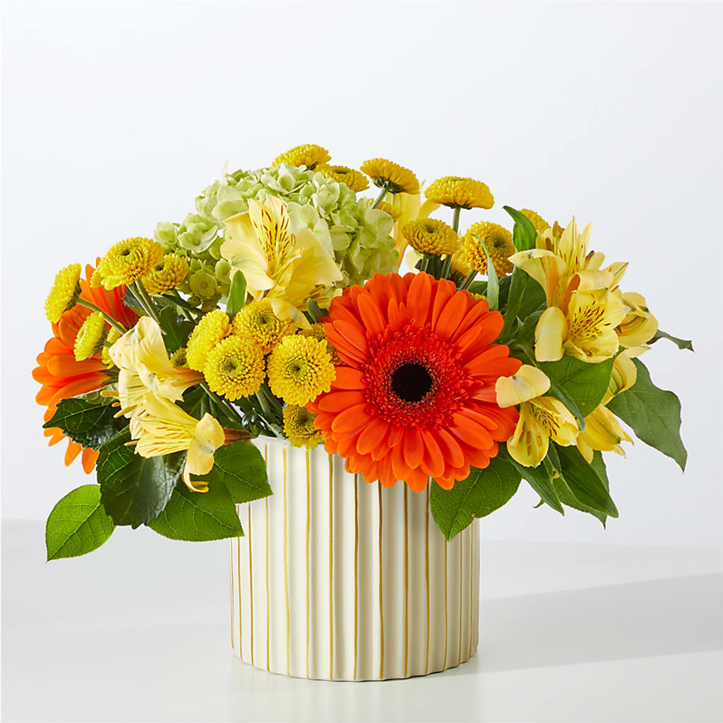 Autumn Sunshine Bouquet with Ivory Vase – KAREN'S AND TINA'S FLOWERS, Newmarket ON