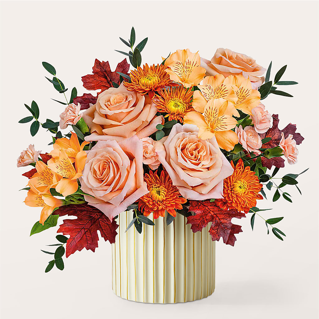 Spiced Latte Bouquet with Ivory Vase – KAREN'S AND TINA'S FLOWERS, Newmarket ON