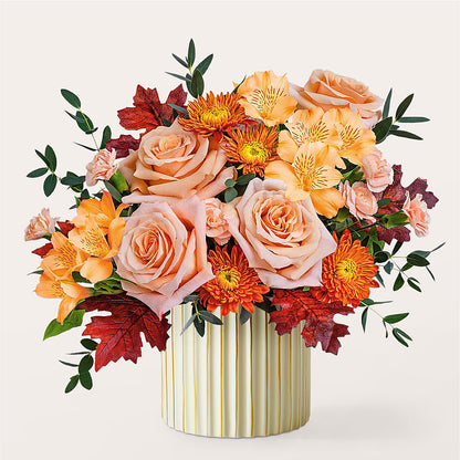 Spiced Latte Bouquet with Ivory Vase – KAREN'S AND TINA'S FLOWERS, Newmarket ON