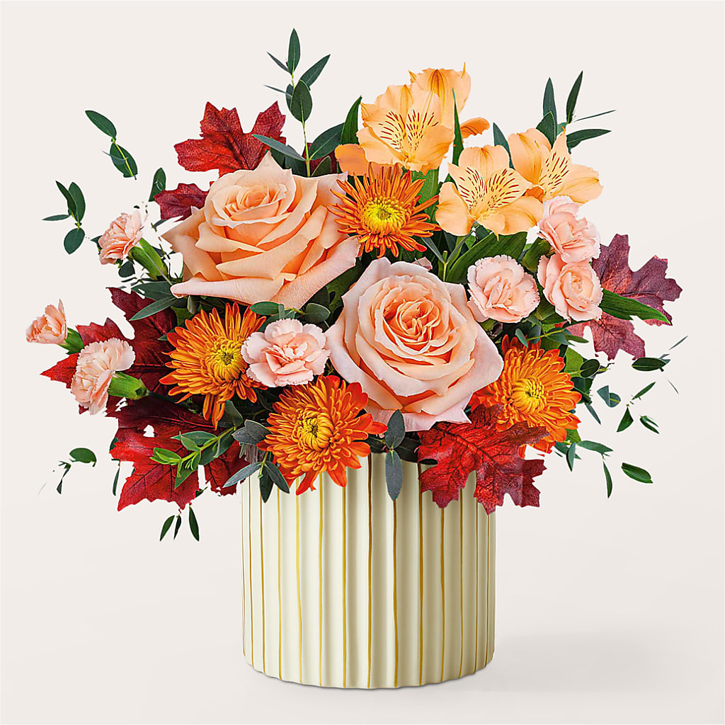 Spiced Latte Bouquet with Ivory Vase – KAREN'S AND TINA'S FLOWERS, Newmarket ON