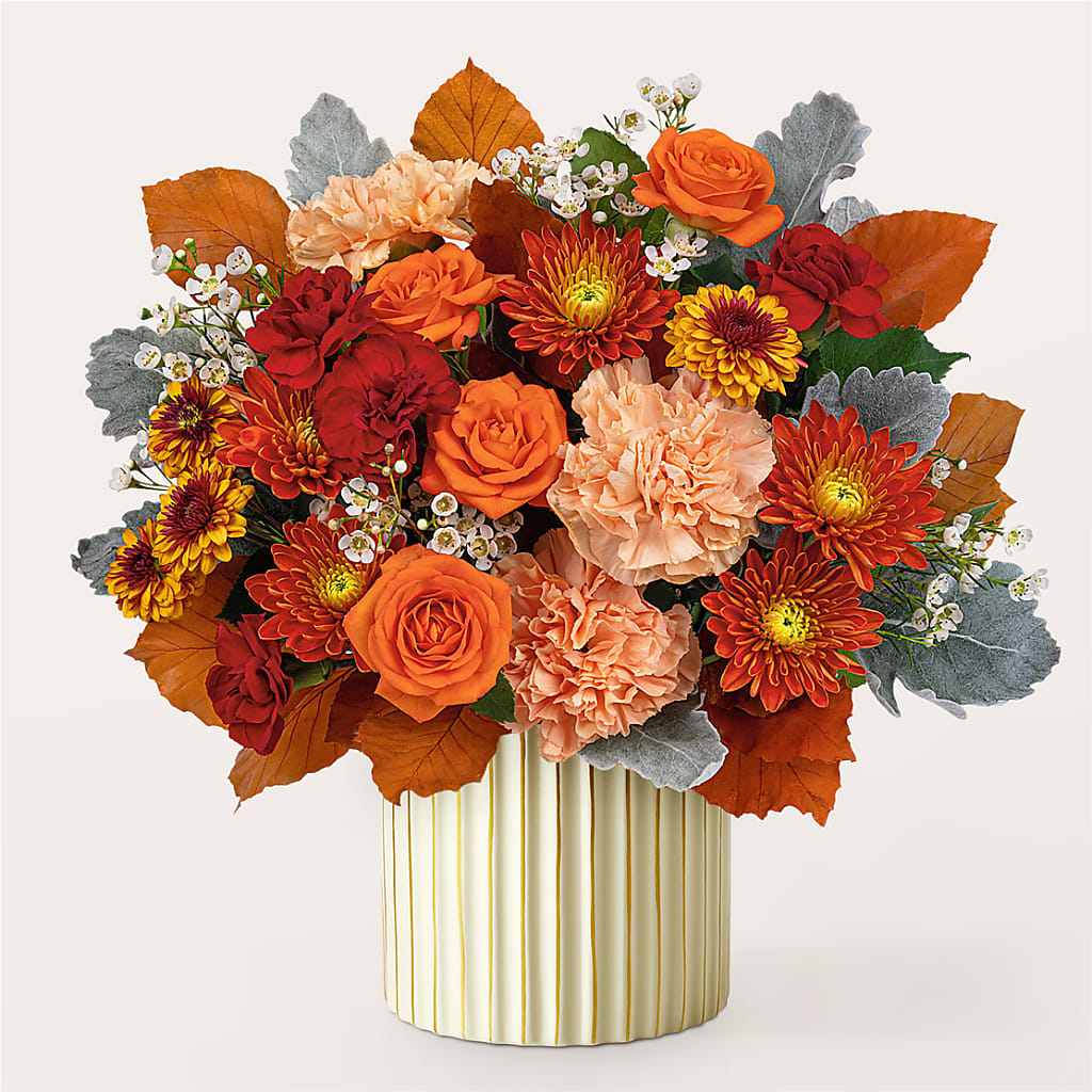 Merlot Bouquet with Ivory Vase – KAREN'S AND TINA'S FLOWERS, Newmarket ON
